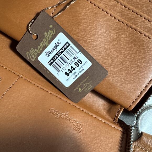 Wrangler Bandana Paisley Print Zip Around Wristlet Wallet Brown Shimmer NWT NEW - Picture 9 of 9